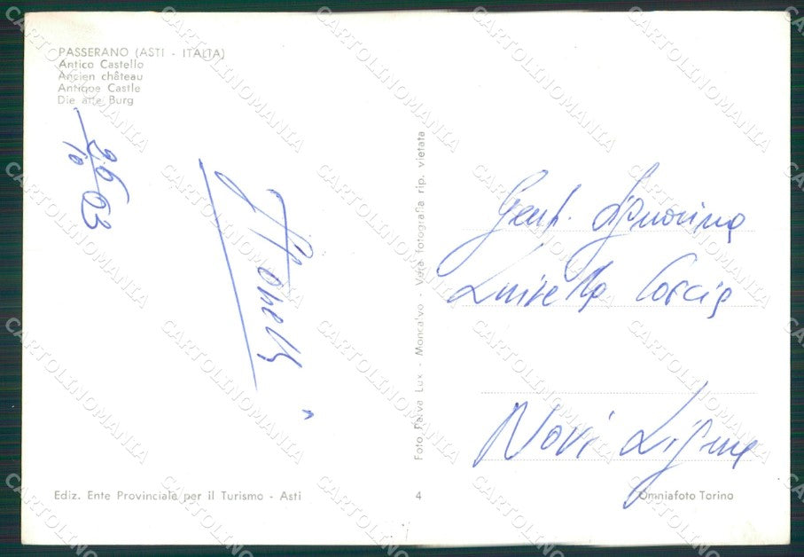 Asti Passerano Foto FG cartolina KB2218 – retro