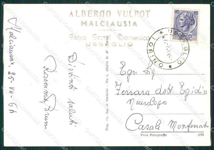 Torino Usseglio Malciussia Diga Foto FG cartolina KB2256 – retro
