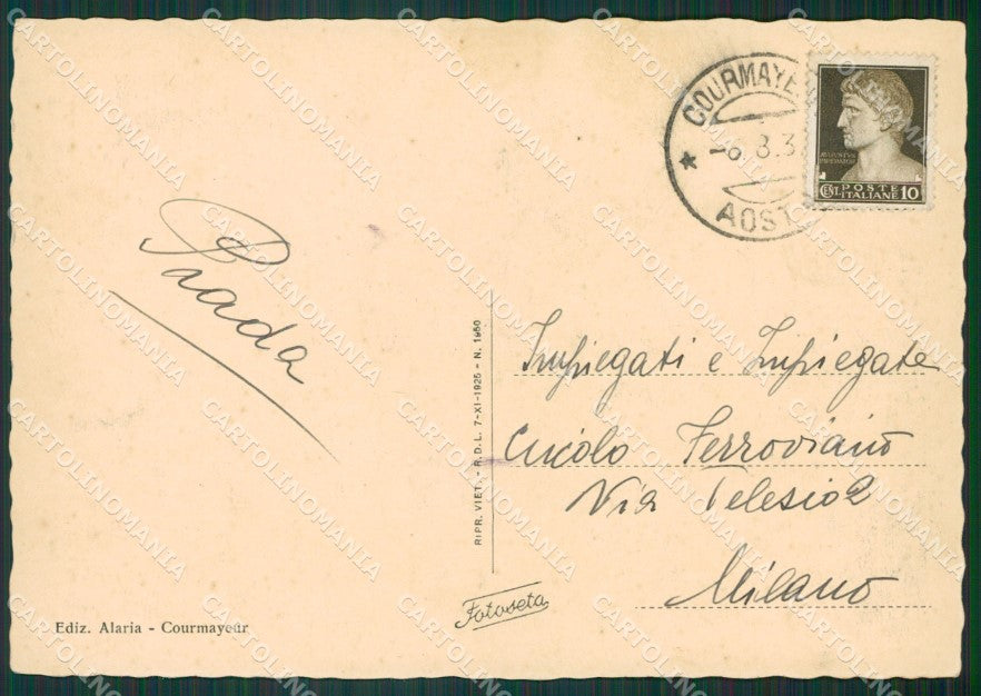 Aosta Courmayeur Catena Monte Bianco FG cartolina KB2259 – retro