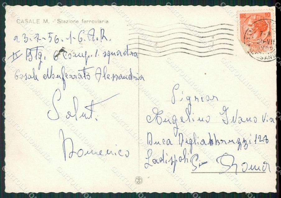 Alessandria Casale Monferrato Stazione MACCHIE FG cartolina KB2280 – retro