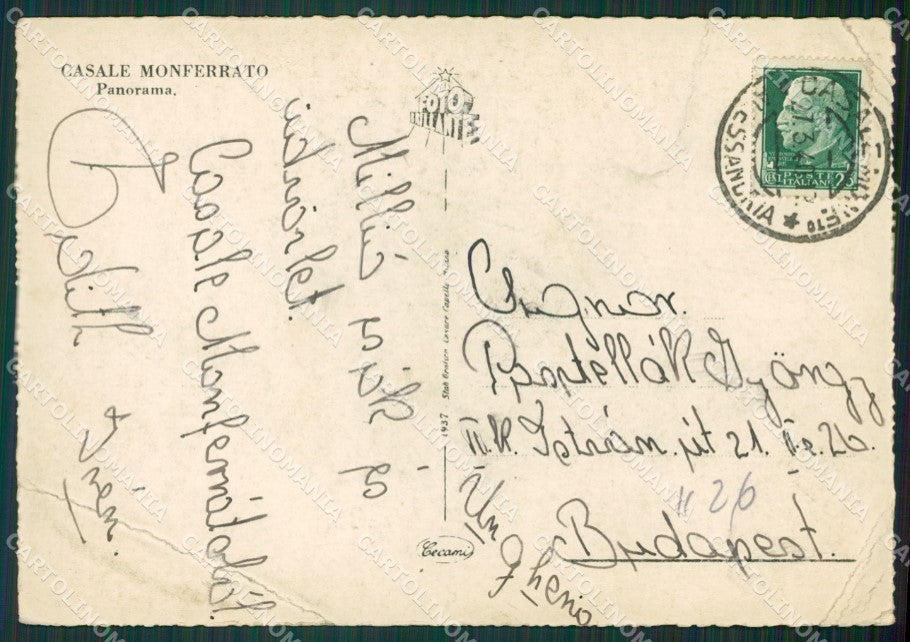 Alessandria Casale Monferrato PIEGHE FG cartolina KB2285 – retro