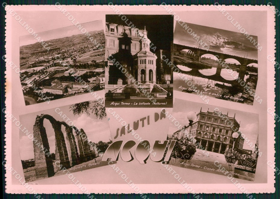 Alessandria Acqui Terme Saluti da PIEGA Foto FG cartolina KB2304 – fronte
