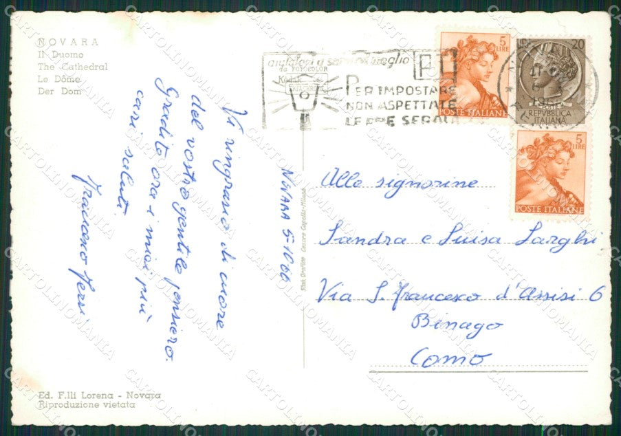 Novara Città Foto FG cartolina KB2389 – retro