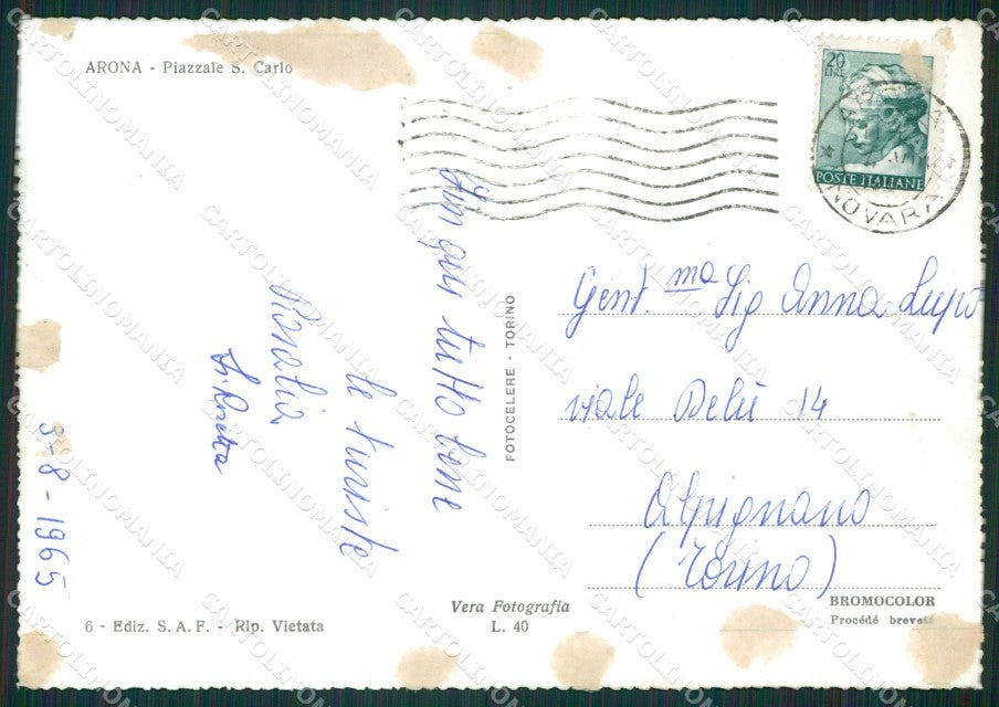 Novara Arona Auto San Carlo ABRASA COLLA Foto FG cartolina KB2411 – retro