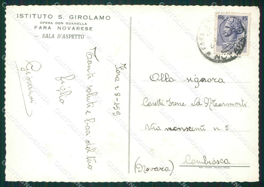 Novara Fara Novarese Istituto San Girolamo Foto FG cartolina KB2412 – retro