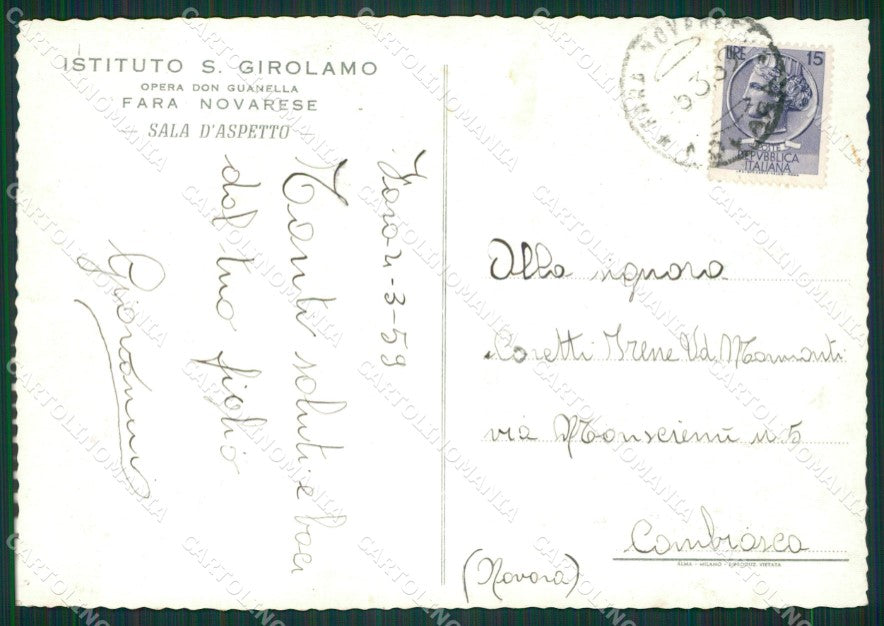 Novara Fara Novarese Istituto San Girolamo Foto FG cartolina KB2413 – retro