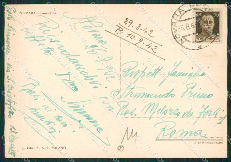 Novara Città FG cartolina KB2425 – retro