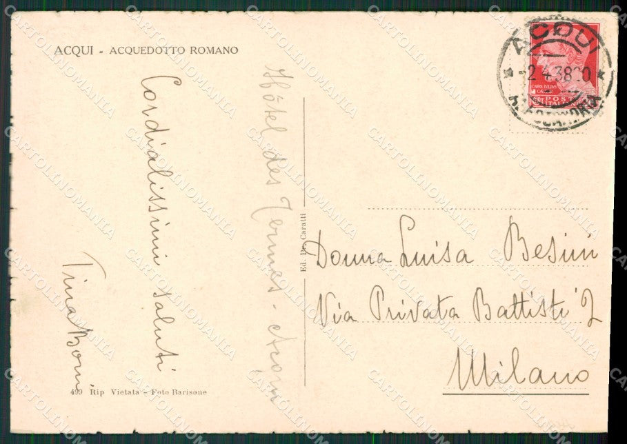 Alessandria Acqui Terme Acquedotto Romano FG cartolina KB2494 – retro