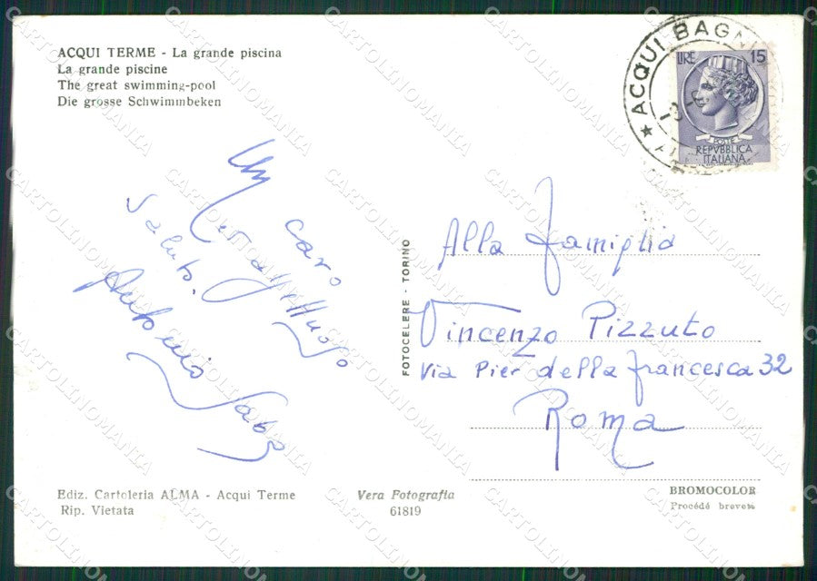 Alessandria Acqui Terme Piscina Foto FG cartolina KB2500 – retro
