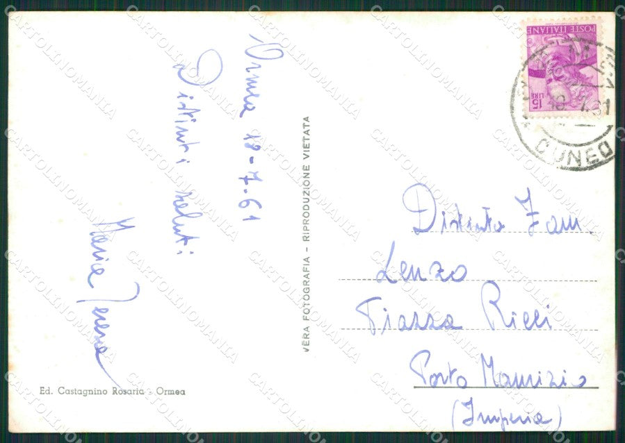 Cuneo Ormea Valle di Foto FG cartolina KB2524 – retro