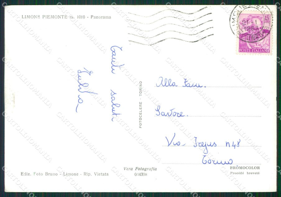 Cuneo Limone Piemonte Nevicata Foto FG cartolina KB2528 – retro