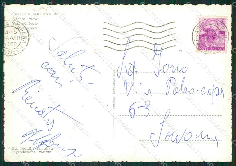 Cuneo Frabosa Soprana Foto FG cartolina KB2567 – retro