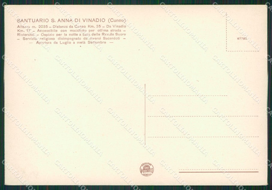 Cuneo Vinadio Santuario FG cartolina KB2569 – retro