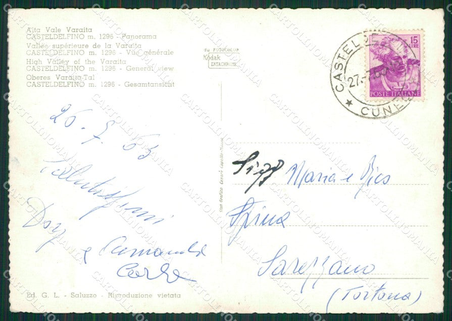 Cuneo Casteldelfino Monte Pelvo Foto FG cartolina KB2583 – retro