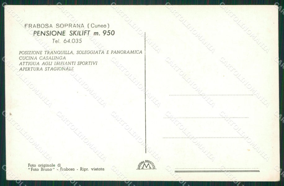 Cuneo Frabosa Soprana Nevicata Sci Foto FG cartolina KB2586 – retro