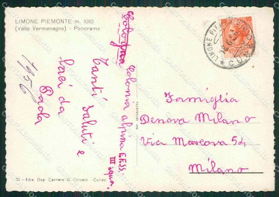 Cuneo Limone Piemonte PIEGA FG cartolina KB2609 – retro