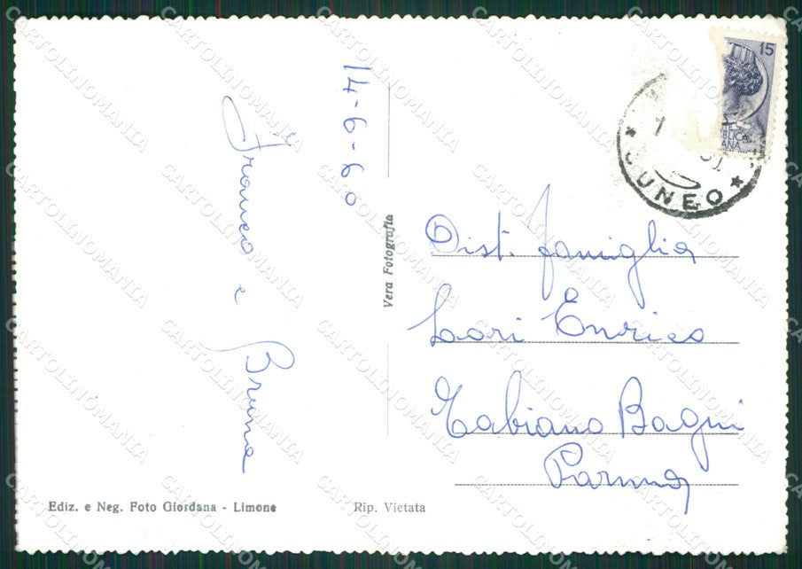 Cuneo Limone Piemonte Nevicata Foto FG cartolina KB2612 – retro