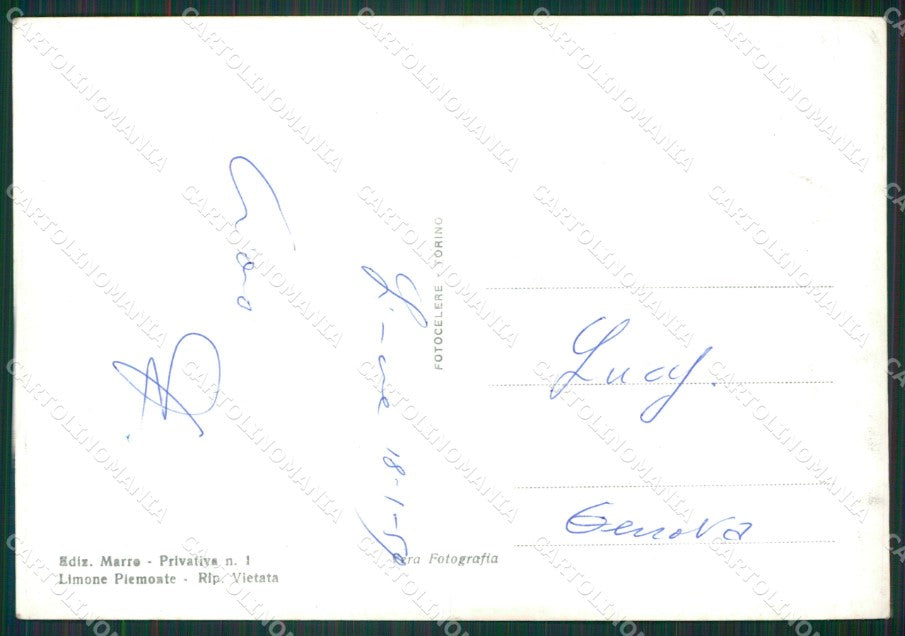 Cuneo Limone Piemonte Nevicata Cros PIEGHE Foto FG cartolina KB2613 – retro