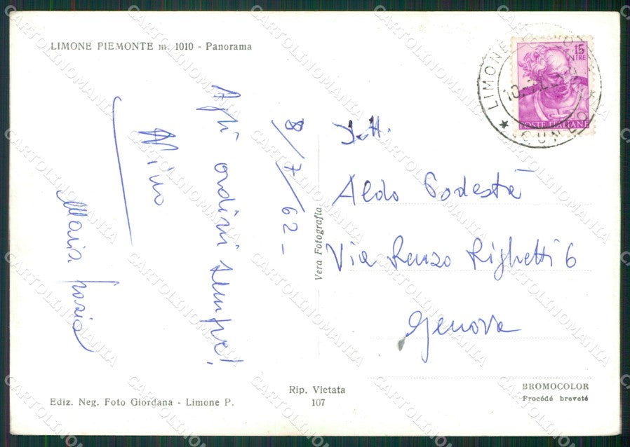 Cuneo Limone Piemonte Foto FG cartolina KB2622 – retro