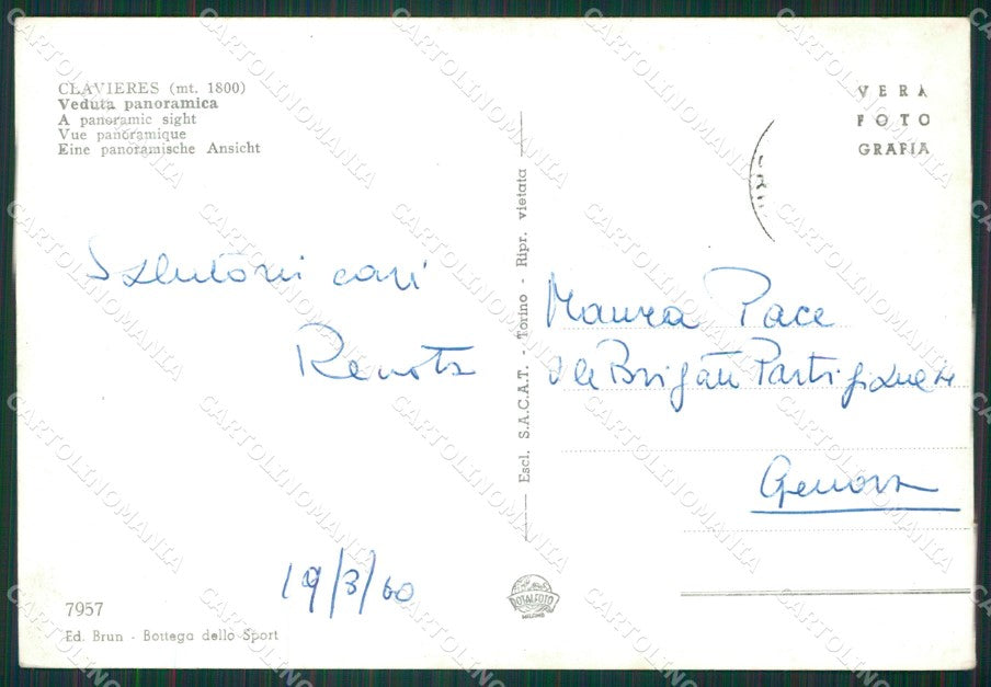Torino Clavieres Nevicata Foto FG cartolina KB2669 – retro