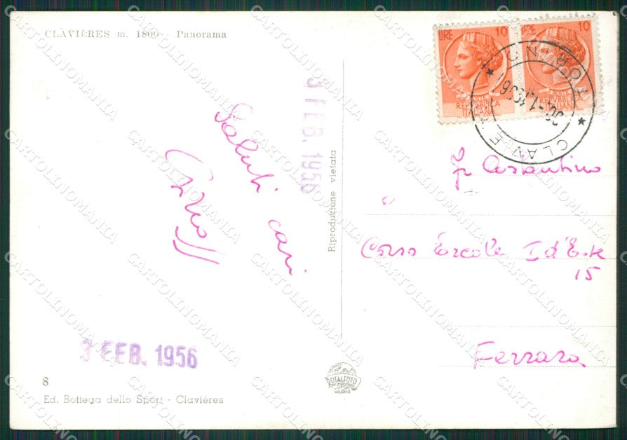 Torino Clavieres Nevicata PIEGA Foto FG cartolina KB2671 – retro