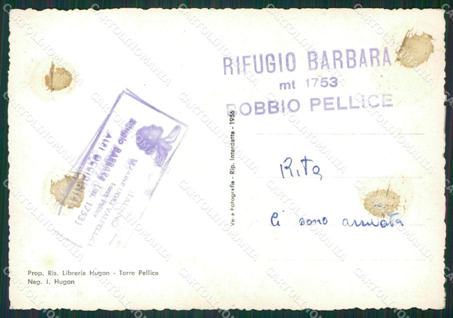 Torino Bobbio Pellice Rifugio Barbara Cai COLLA Foto FG cartolina KB2694 – retro