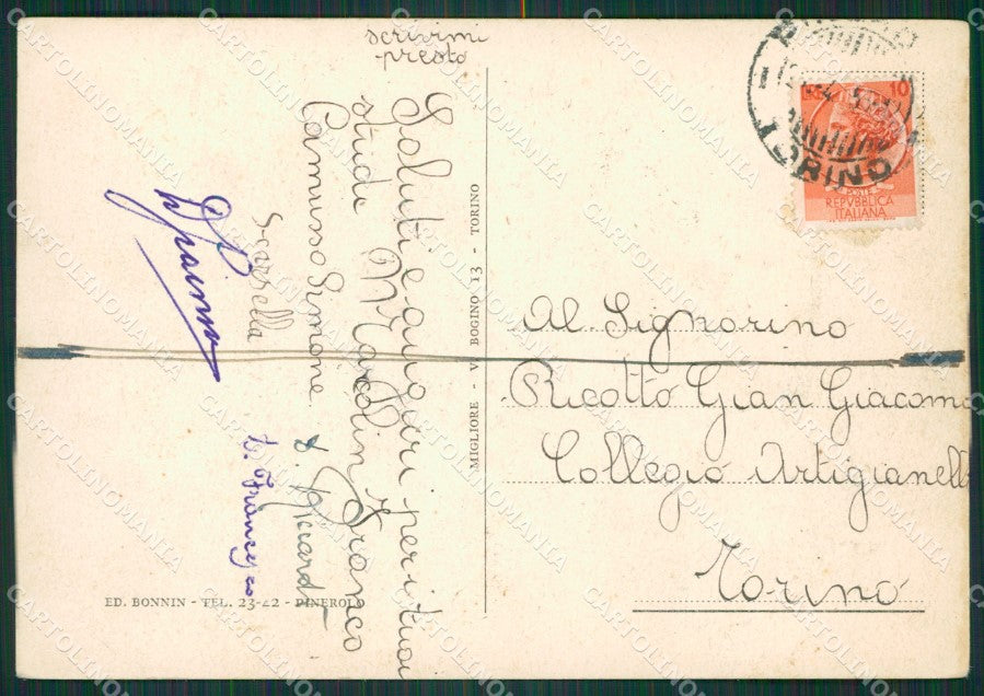 Torino Pinerolo FG cartolina KB2713 – retro