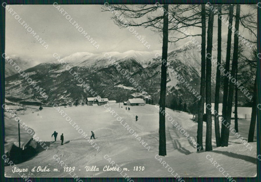 Torino Sauze d'Oulx Nevicata Sci PIEGA Foto FG cartolina KB2729 – fronte