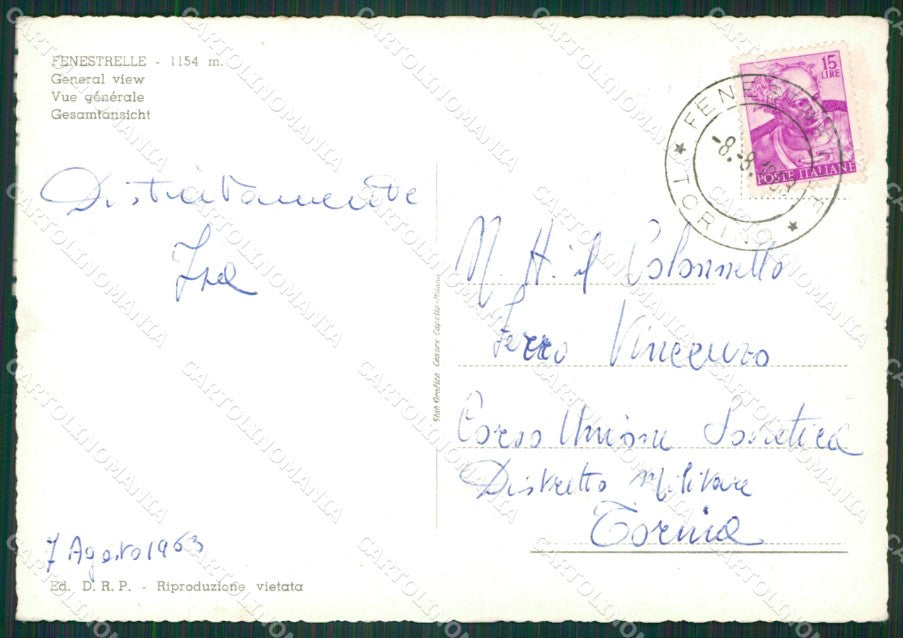 Torino Fenestrelle Foto FG cartolina KB2759 – retro