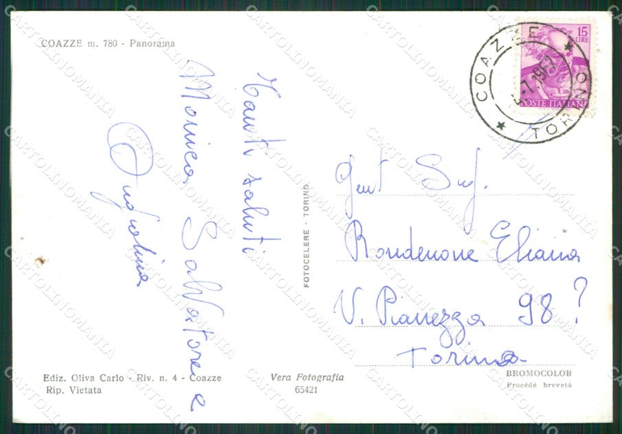 Torino Coazze Foto FG cartolina KB2822 – retro