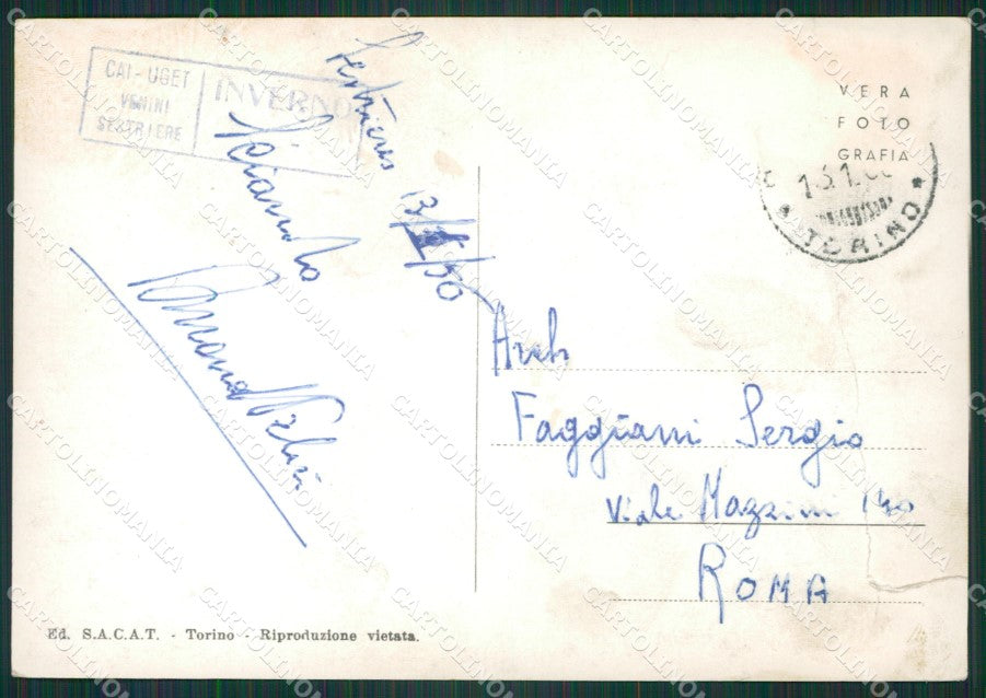 Torino Sestrieres Nevicata Rifugio Cai PIEGATA STRAPPO Foto FG cartolina KB2824 – retro