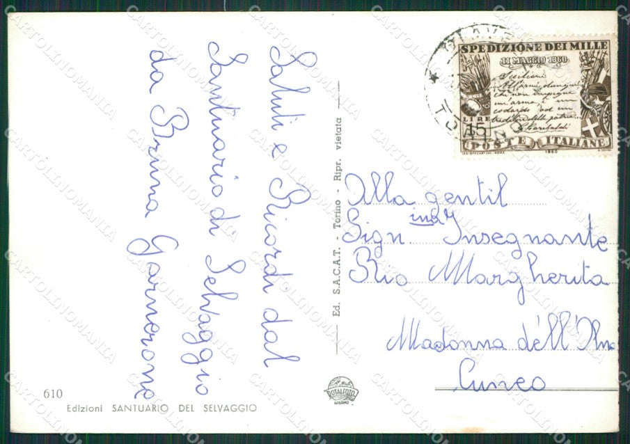 Torino Giaveno Selvaggio Santuario Foto FG cartolina KB2838 – retro