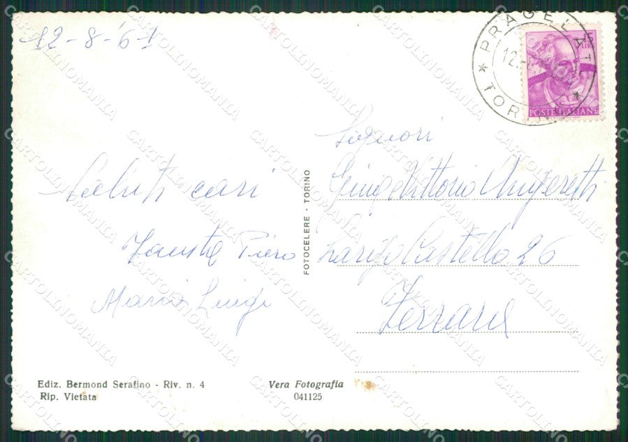 Torino Pragelato Monte Genevris PIEGHINA Foto FG cartolina KB2886 – retro