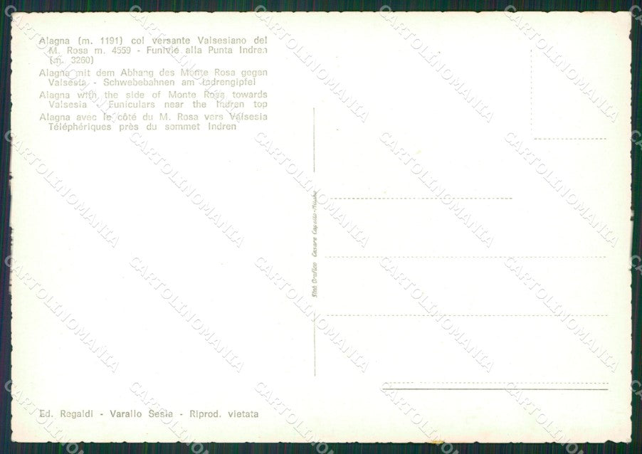Vercelli Alagna Valsesia Massiccio del Rosa Foto FG cartolina KB2900 – retro