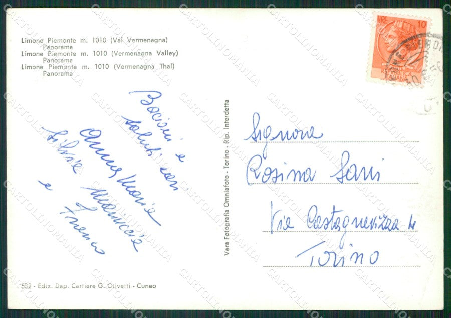 Cuneo Limone Piemonte PIEGHINA Foto FG cartolina KB2970 – retro