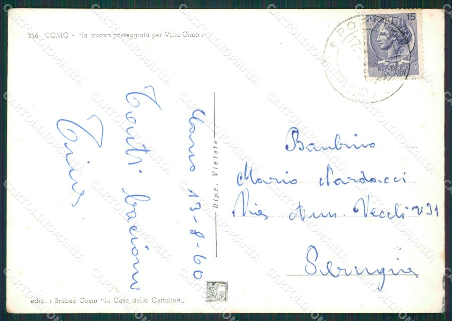 Como Città Lago di Foto FG cartolina KB3001 – retro