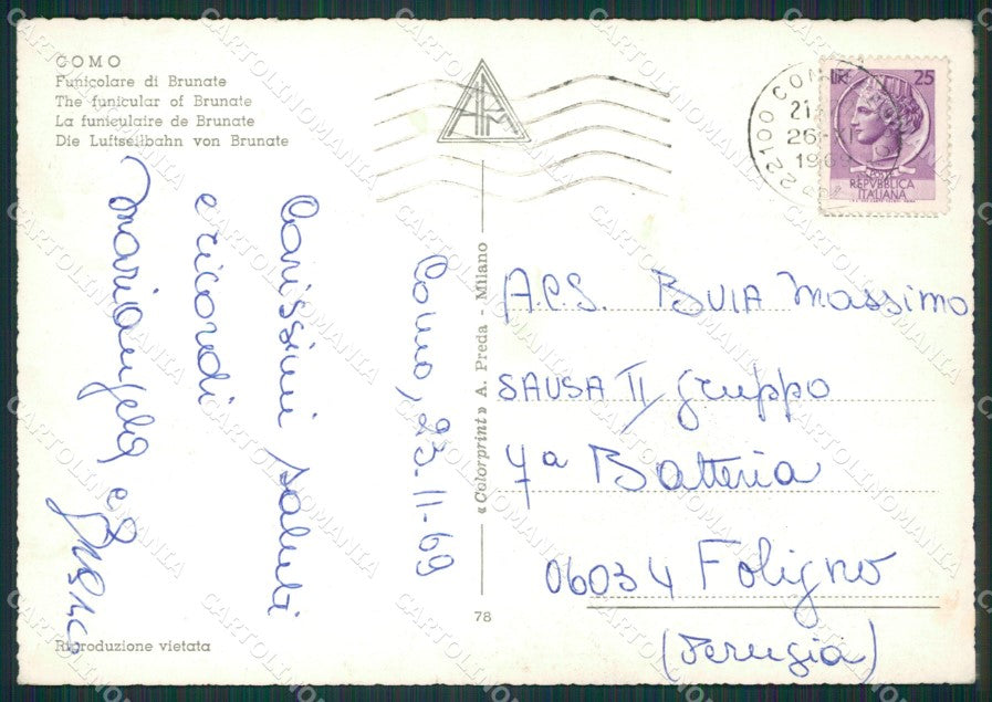 Como Brunate Funicolare Foto FG cartolina KB3020 – retro