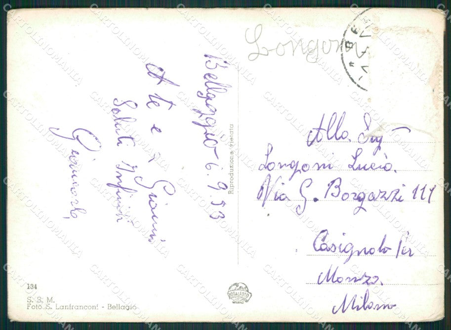 Como Bellagio Lago di Como ABRASA Foto FG cartolina KB3024 – retro