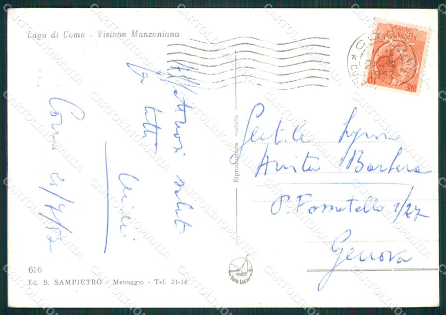 Como Città Lago di PIEGHINA Foto FG cartolina KB3032 – retro