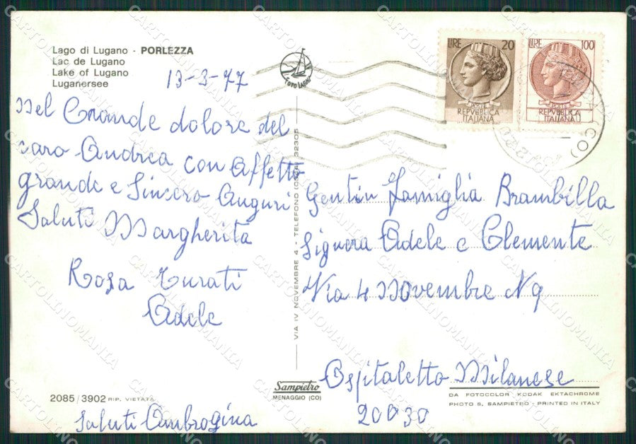 Como Porlezza Lago di Lugano Battello Ticino MACCHIE Foto FG cartolina KB3062 – retro