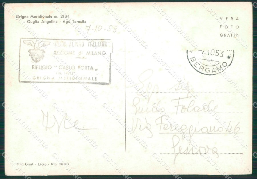Lecco Grigna Meridionale Cai Foto FG cartolina KB3091 – retro
