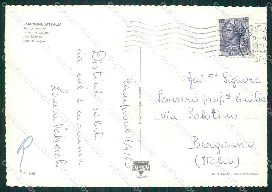 Como Campione d'Italia Foto FG cartolina KB3101 – retro