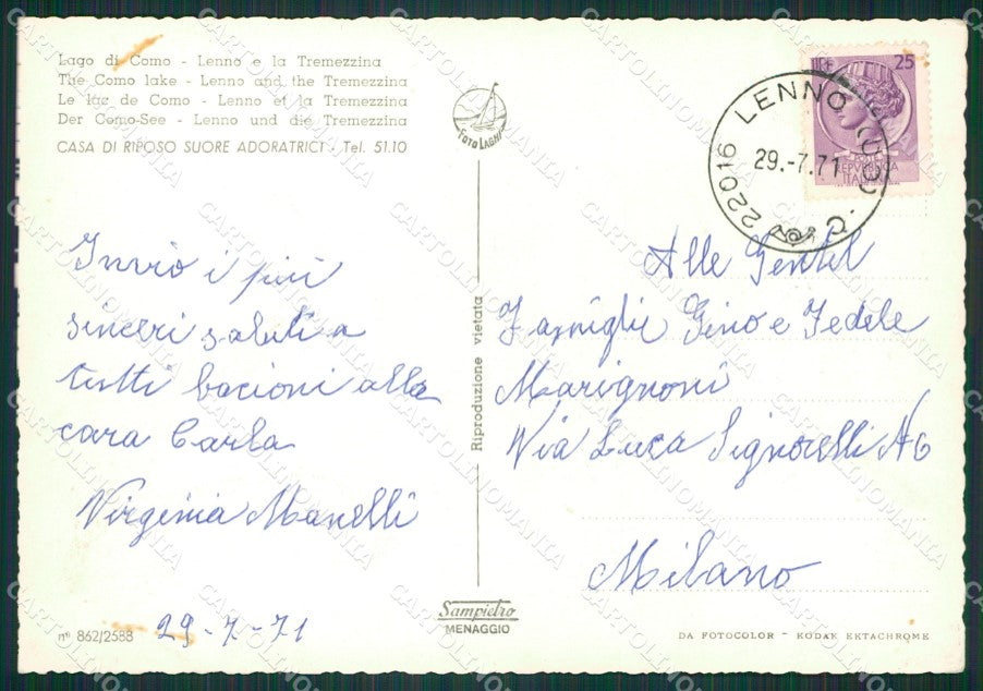 Como Lenno Lago di Como ABRASA Foto FG cartolina KB3104 – retro