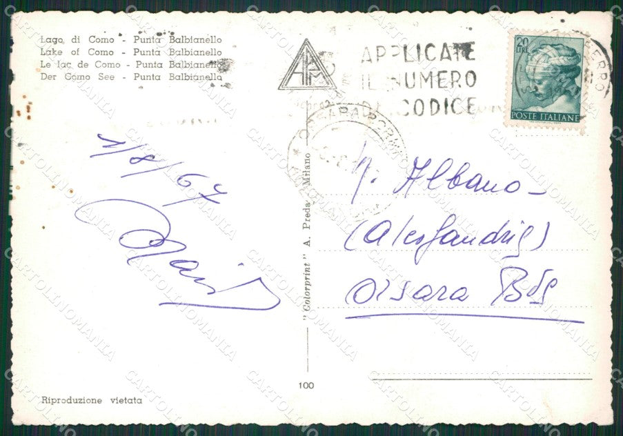 Como Punta Balbianello Lago di Como Barca Foto FG cartolina KB3111 – retro