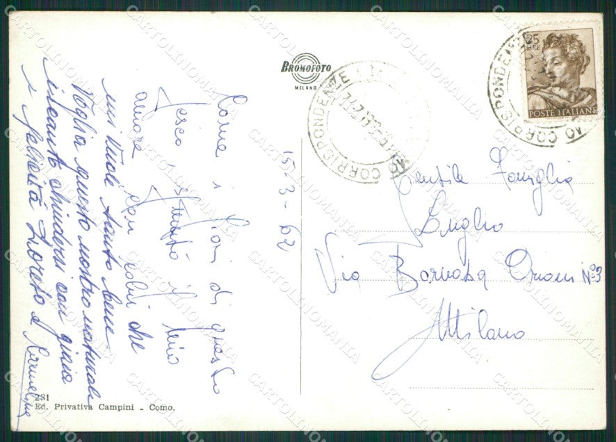 Como Brunate Lago di Como Foto FG cartolina KB3113 – retro