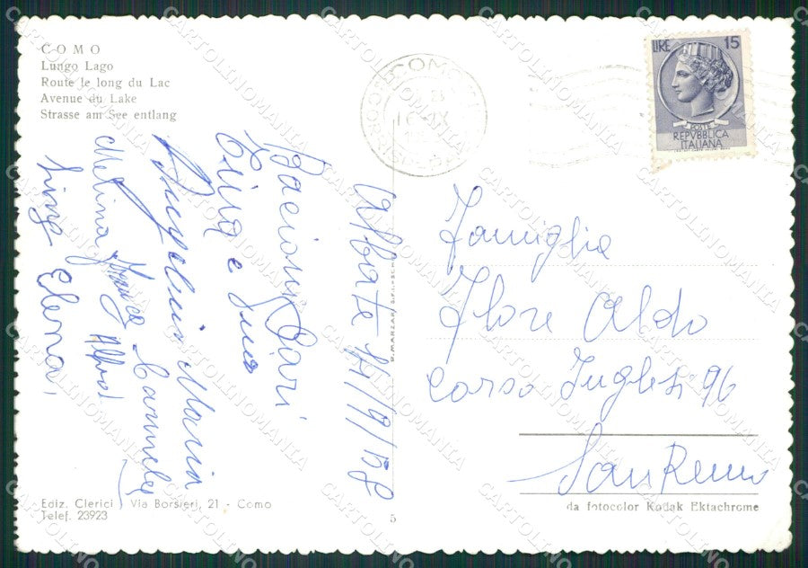 Como Città Lago di Barche Foto FG cartolina KB3116 – retro
