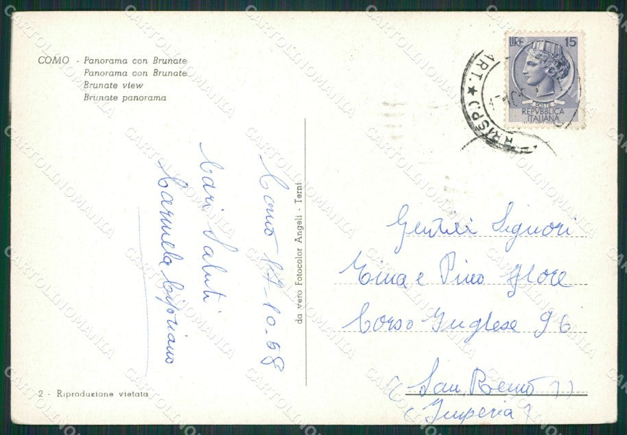 Como Città Lago di Barche FG cartolina KB3141 – retro
