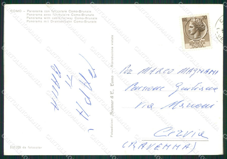Como Brunate Lago di Como Funicolare Foto FG cartolina KB3150 – retro