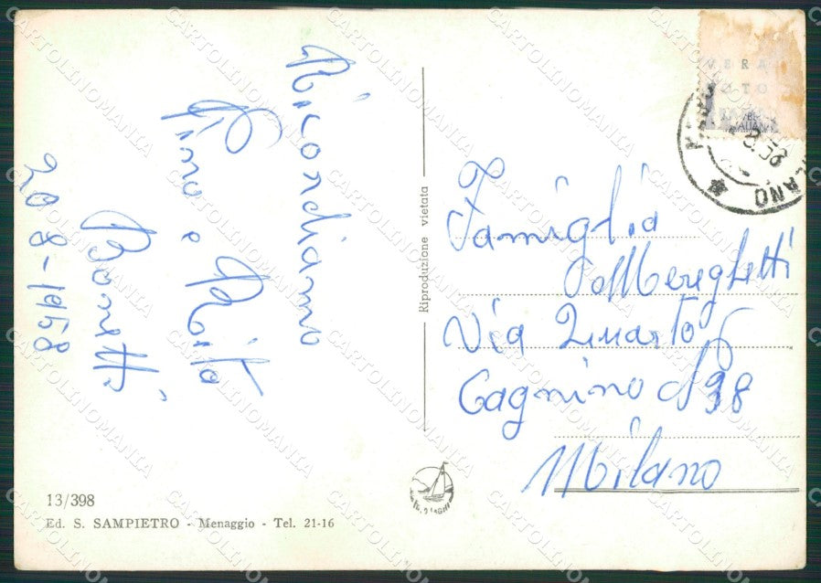 Lecco Bellano Lago di Como PIEGHINE Foto FG cartolina KB3156 – retro
