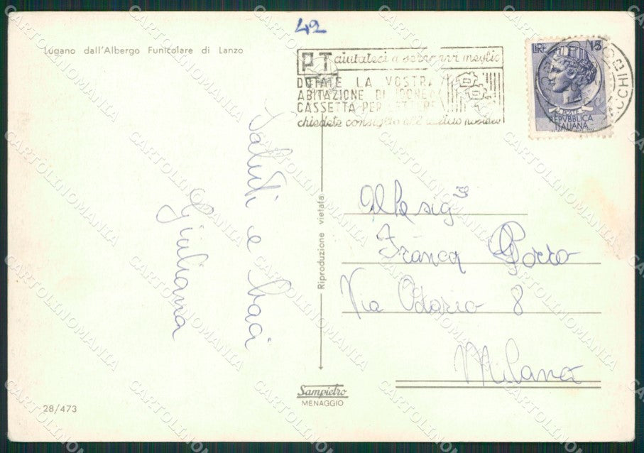 Como Lanzo d'Intelvi Lugano Lago di FG cartolina KB3160 – retro